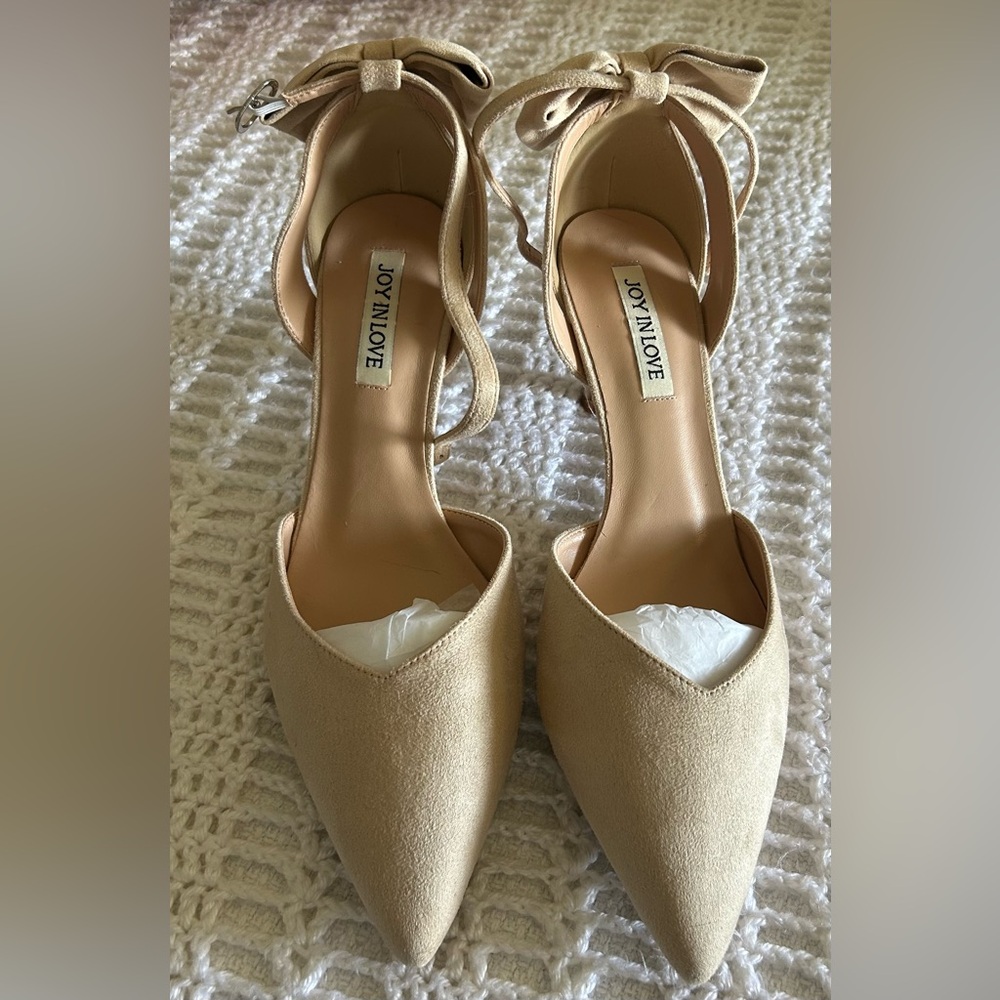 Women’s Pumps Kitten Bow Heels Closed Pointed Toe Sandals Ankle Strap Dress Shoe